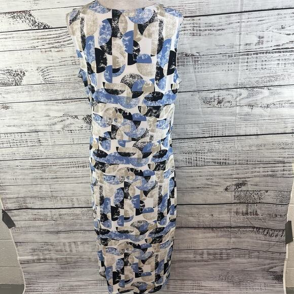 Christopher & Banks Dress size Large Black Blue Slinky Stretch Straight Knee - Picture 10 of 11